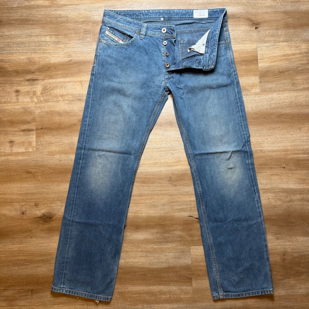 Diesel Larkee Jeans Mens 33x30 Blue Regular Straight Leg Distressed Wash 008XY